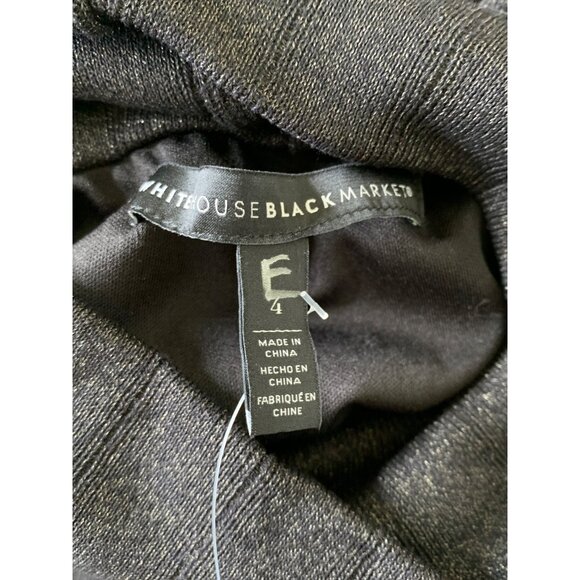 WHBM Sweater Dress Midi Mock Neck NWT Size 4 S Shimmer Sheath 7782 Black Ikat - Picture 3 of 9